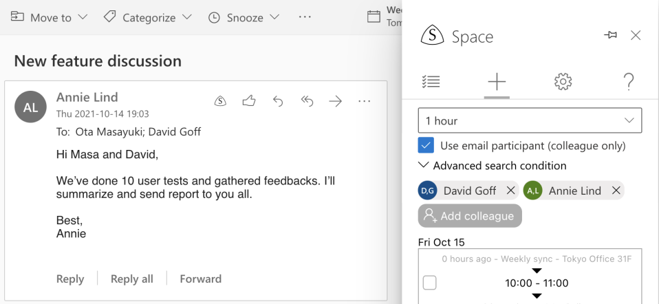 Utilize email recipients for meeting arrangement